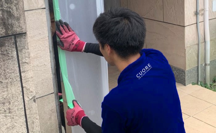 養生を行い搬出中の事故を防止